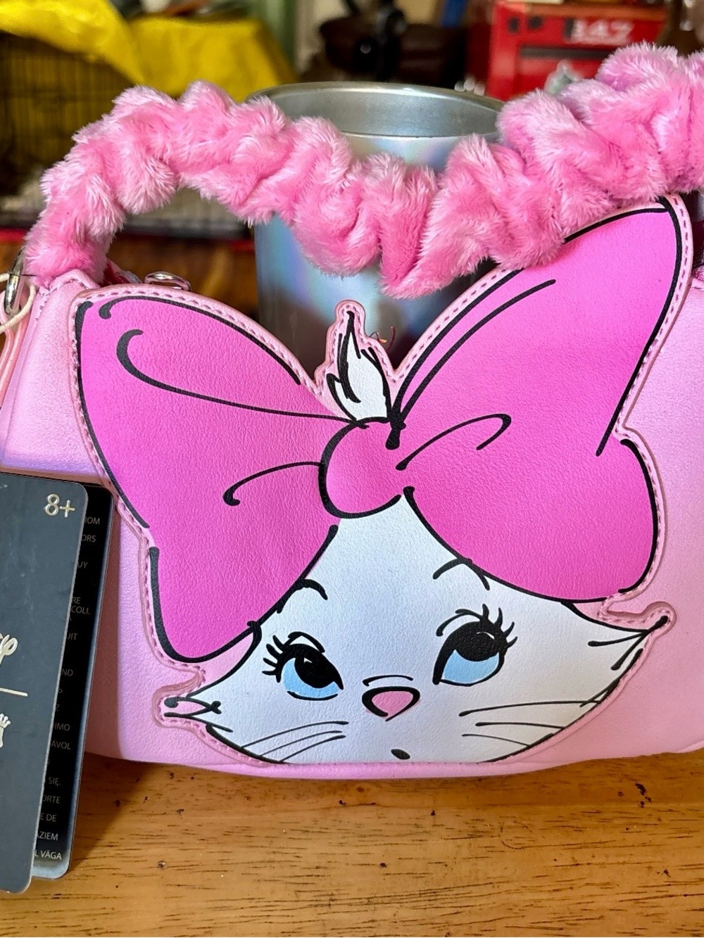 Loungefly Disney Aristocats Marie Pink Bow Fuzzy Handle Crossbody Bag NWT